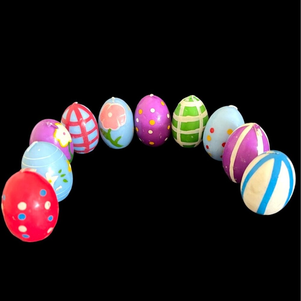 VTG Easter Bunny Rabbit Egg Wax Candle Holiday Spring Multi Color Red 10Pc Lot - Picture 8 of 8
